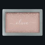 Hebilla De Cinturón Rectangular Monograma de guion de Purpurina negro rosado Rosa<br><div class="desc">Oro Rosa - Hebilla Monograma de la correa de nombres del Purpurina de espuma rosada de Rubor. Esto hace que la graduación perfecta, dulce 16 16, 18, 21, 30, 40, 50, 60, 70, 80, 90, 100 años, boda, ducha de novias, aniversario, ducha de bebé o despedida de soltera para alguien...</div>
