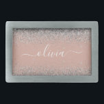 Hebilla De Cinturón Rectangular Monograma del Purpurina Rosa Rubor color plata ros<br><div class="desc">Oro Rosa - Banca Monograma con guion de Purpurina de espuma rosada y plateada Rubor. Esto hace que la graduación perfecta, dulce 16 16, 18, 21, 30, 40, 50, 60, 70, 80, 90, 100 años, boda, ducha de novias, aniversario, ducha de bebé o despedida de soltera para alguien que ama...</div>