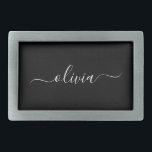 Hebilla De Cinturón Rectangular Monograma elegante Minimalista blanco negro y mode<br><div class="desc">Presentamos nuestra Colección de Monogramas Modernos Minimalistas en Blanco y Negro: Adopte la simplicidad y la sofisticación con nuestros diseños minimalistas, curados para elevar su estilo sin esfuerzo. Esta colección, elaborada con gran interés para la estética moderna, presenta elegantes diseños en blanco y negro acentuados por monogramas personalizados. Desde papel...</div>