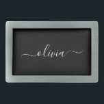 Hebilla De Cinturón Rectangular Monograma elegante Minimalista blanco negro y mode<br><div class="desc">Presentamos nuestra Colección de Monogramas Modernos Minimalistas en Blanco y Negro: Adopte la simplicidad y la sofisticación con nuestros diseños minimalistas, curados para elevar su estilo sin esfuerzo. Esta colección, elaborada con gran interés para la estética moderna, presenta elegantes diseños en blanco y negro acentuados por monogramas personalizados. Desde papel...</div>