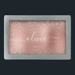 Hebilla De Cinturón Rectangular Monograma Rosa Metalizado de Purpurina rosa dorado<br><div class="desc">Oro Rosa - Purpurina de espuma metálica de Relieve metalizado de imitación rosada de Rubor cepillado hebilla Metalizado de la correa de nombres de monograma. Esto hace que la graduación perfecta, dulce 16 16, 18, 21, 30, 40, 50, 60, 70, 80, 90, 100 años, boda, ducha de novias, aniversario, ducha...</div>