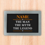 Hebilla De Cinturón Rectangular Nombre Personalizado El Hombre El Mito La Leyenda<br><div class="desc">Nombre Personalizado El Hombre El Mito La Leyenda</div>
