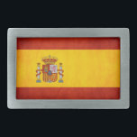 Hebilla De Cinturón Rectangular Orgullo de España<br><div class="desc">La bandera artística hermosa de España</div>