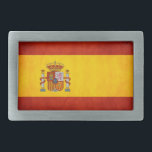 Hebilla De Cinturón Rectangular Orgullo de España<br><div class="desc">La bandera artística hermosa de España</div>