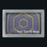 Hebilla De Cinturón Rectangular Ornate Metallic Magen David<br><div class="desc">Una imagen fractal de cobre,  azul y oro en 3D de un Magen David (Estrella de David) que se asemeja a un panel metalizado con texturas complejas. Personalizar agregando su propio texto.</div>