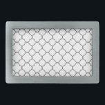 Hebilla De Cinturón Rectangular Patrón clásico de quatrefoil<br><div class="desc">Patrón simple de quatrefoil en blanco y negro.</div>