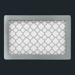Hebilla De Cinturón Rectangular Patrón clásico de quatrefoil<br><div class="desc">Patrón simple de quatrefoil en blanco y negro.</div>