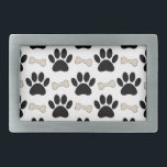Hebilla De Cinturón Rectangular Patrón De Pasta Y Huesos<br><div class="desc">Un patrón hecho de patas y huesos de cachorro. diseño de estilo personalizado.</div>