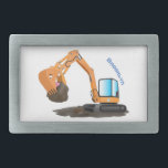 Hebilla De Cinturón Rectangular Personalizado de excavadora de naranja cúpula<br><div class="desc">Esta linda excavadora naranja es roca para el almuerzo. ¡Únete al equipo de construcción al divertido estilo personalizado!</div>