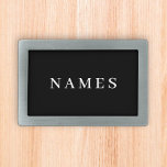 Hebilla De Cinturón Rectangular Personalizado negro simple Añadir su nombre elegan<br><div class="desc">Simple Personalizado Negro Añade tu nombre de diseño elegante para cualquiera.</div>