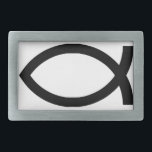 Hebilla De Cinturón Rectangular pez Jesús negro<br><div class="desc">pez Jesús negro</div>