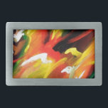 Hebilla De Cinturón Rectangular Pintura abstracta de expresionismo<br><div class="desc">Pintura de expresionismo verde amarillo azul rojo abstracto</div>