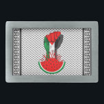 Hebilla De Cinturón Rectangular Prima de resistencia palestina sobre la sandía<br><div class="desc">Bandera palestina en símbolo de la primera revolución de la libertad que sale de una sandía. En la Palestina ocupada, la sandía es un símbolo de resistencia. Con sus colores reflejando la bandera palestina, la fruta se puede ver desde las paredes de piedra de Gaza a las galerías de Ramallah,...</div>