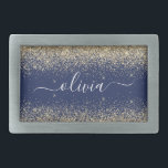 Hebilla De Cinturón Rectangular Purpurina azul de la marina de oro guión Monograma<br><div class="desc">Naufragio de la hebilla del cinturón de seguridad del Purpurina de la aguja azul y dorada. Esto hace que la graduación perfecta, dulce 16 16, 18, 21, 30, 40, 50, 60, 70, 80, 90, 100 años, boda, ducha de novias, aniversario, ducha de bebé o despedida de soltera para alguien que...</div>