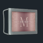 Hebilla De Cinturón Rectangular Rosa Purpurina de oro Personalizado Letra Nombre C<br><div class="desc">Hebillas de cinturón con el Monograma Rosa Oro Purpurina Rubor Sparkle Cumpleaños Personalizado - Aniversario o Regalo Boda / Suministrador - Añadir su carta o Eliminar - Hacer su regalo de hebilla especial de cinturón - Redimensionar y mover o eliminar y agregar texto / elementos con la herramienta de personalización....</div>