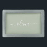 Hebilla De Cinturón Rectangular Sage Green Minimalista Moderno Monograma elegante<br><div class="desc">Presentamos nuestra elegante colección de monogramas Minimalistas y ecológicos: eleve su estética con serenidad sofisticada y elegancia intemporal. Nuestra colección muestra diseños minimalistas en un ambiente tranquilo y verde, complementado con refinados monogramas adaptados a su estilo personal. Desde papel pulido hasta accesorios versátiles, cada pieza de nuestra colección está meticulosamente...</div>