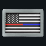 Hebilla De Cinturón Rectangular símbolo azul rojo delgado de la policía contra inc<br><div class="desc">símbolo de los bomberos de la línea roja azul para los bomberos usa bandera estadounidense</div>