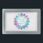 Hebilla De Cinturón Rectangular Símbolo de Lotus OM AUM de la mandala de la<br><div class="desc">* Una mandala de la acuarela de Lotus del símbolo de OM AUM en una hebilla del cinturón blanca de la forma del rectángulo del fondo. Los colores de la mandala son turquesa, azules de las púrpuras y pinks* Aquí para usted está un nuevo diseño llamativo metafísico espiritual probablemente inclinado...</div>