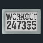 Hebilla De Cinturón Rectangular Texto desgastado y raspado Workout 247365 negro<br><div class="desc">Texto desgastado y raspado Workout 247365 en color negro con fondo blanco. Perfecto para todo aquel que levante,  haga ejercicio físico,  entrenando,  construyendo el cuerpo e ir al gimnasio.</div>