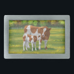 Hebilla De Cinturón Rectangular Vaca y ternera en salsa de verano de Guernsey<br><div class="desc">La raza de ganado bovino de Guernsey recibe su nombre de la isla de Guernsey en las Islas del Canal. Puede ir desde un tostado claro y blanco hasta un marrón rojizo y blanco. Este marrón y blanco a menudo tiene un patrón de manchado similar al de Holstein pero es...</div>