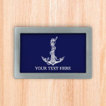Hebilla De Cinturón Rectangular Vintage Nautical Anchor Rope Tu Texto Aquí<br><div class="desc">Diseño de nombre de barco vintage nautical Anchor Rope para amantes del barco.</div>
