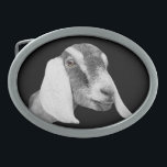 Hebilla del cinturón de cabras lácteas nubio<br><div class="desc">Lápiz de cabra láctea nubio esbozado y sobre un fondo negro - cambiar el color de fondo usando el personalizar este botón y luego el desplegable de edición para el color de fondo</div>