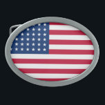 Hebilla del cinturón de la bandera<br><div class="desc">Hebilla de cinturón mostrada con una huella patriótica de la bandera estadounidense. Personalizar este artículo o compra tal cual.</div>