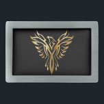 Hebilla del cinturón de oro de Phoenix<br><div class="desc">Una gran hebilla del cinturón para cualquier hombre.  Esta hebilla ofrece un fondo negro con una silueta del oro de una Phoenix con ella es alas separadas de par en par.</div>