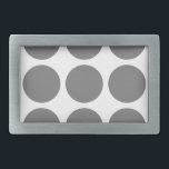 Hebilla del cinturón de puntos del Polka grande<br><div class="desc">La hebilla del cinturón de puntos de la gran polka,  agradable y de moda. Este diseño presenta grandes puntas de polka circular en gris y blanco. Se puede añadir texto a este diseño para darle un toque personal.</div>