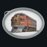 Hebilla del cinturón de Santa Fe<br><div class="desc">Dibujo del motor del tren del FE de Sante.</div>