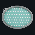 Hebilla del cinturón de seguridad de Polka (Aqua &<br><div class="desc">La polka vintage se aplica a los amantes de un estilo de vida retro...  Fondo acuático con puntos de polka blancos...  Gran y pequeña idea de regalo para cumpleaños,  celebraciones,  fiestas y más...  y un esencial diario... </div>