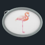 Hebilla Ovalada acuarela flamenca<br><div class="desc">Flamingo pintado con acuarelas.</div>
