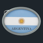 Hebilla Ovalada Bandera de Argentina Bandera De Argentina<br><div class="desc">Bandera argentina Bandera De Argentina Bandera Bandera De Argentina Los colores azul y blanco fueron escogidos por Manuel Belgrano, el líder de la revolución argentina contra España, y representan el cielo azul desfilando para revelar las nubes blancas, como se dice que ocurrió cuando la manifestación de la Liberación empezó en...</div>