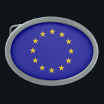 Hebilla Ovalada Bandera de la Unión Europea<br><div class="desc">Bandera de la Unión Europea</div>