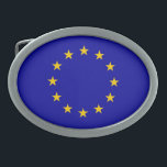 Hebilla Ovalada Bandera de la Unión Europea<br><div class="desc">Bandera de la Unión Europea</div>