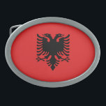 Hebilla Ovalada Bandera patriótica albanesa<br><div class="desc">Bandera nacional de Albania.</div>