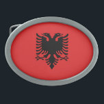 Hebilla Ovalada Bandera patriótica albanesa<br><div class="desc">Bandera nacional de Albania.</div>