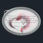 Hebilla Ovalada Corazón metalizado con el soneto de Shakespeare 18<br><div class="desc">Corazón metalizado con un escudo rojo, realzado por el soneto 18 de shakespeare: "¿Te aparezco en un día de verano? Eres más adorable y templado: los vientos duros sacuden a los cariñosos de mayo, y el alquiler de verano tiene una cita demasiado corta. " Listo para ser personalizado con tu...</div>