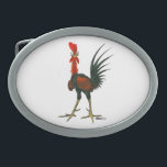 Hebilla Ovalada Crazy Rooster<br><div class="desc">Pobre gallo loco. Alguien acaba de preguntar, por millonésima vez, por qué cruzó la carretera.</div>