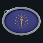 Hebilla Ovalada Diseño de la bandera del estado de Indiana<br><div class="desc">Este es un Diseño de Bandera del Estado de Indiana presentado sobre una variedad de productos populares. Una gran idea de regalo para todas las ocasiones y para todo el mundo. Utilice el vínculo "Preguntar a este diseñador" para contactarnos con sus solicitudes de diseño especiales o para obtener ayuda con...</div>