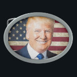 Hebilla Ovalada Donald Trump<br><div class="desc">Retrato de Donald Trump, que se puede colocar en diversos artículos</div>