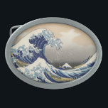 Hebilla Ovalada Gran ola de pintura japonesa Kanagawa<br><div class="desc">Ola de Woodcut japonesa — Ola del Monte Fuji por Hokusa Una gran ola está afuera en el océano — y se ve el Monte Fuji en el fondo lejano — la ola se riega alrededor del gran monte Fuji. La ola gigante es tan intensa que casi te perderás los...</div>