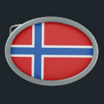 Hebilla Ovalada La bandera de Noruega<br><div class="desc">La bandera de Noruega se hace de una cruz azul en un fondo rojo. Es un gran regalo para los que amen Noruega o tengan una herencia noruega. Este diseño está también disponible en muchos otros productos para que usted elija de.</div>