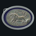 Hebilla Ovalada Megiddo Seal<br><div class="desc">Presenta una representación digital del sello Megiddo, también conocido como el sello de Jeroboam o Shema Seal. El foco fue descubierto en 1904 durante las excavaciones arqueológicas realizadas por Gottlieb Schumacher en Megiddo en lo que ahora es el norte de Israel durante la ocupación turca del terreno. Fue descubierta accidentalmente...</div>