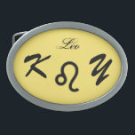 Hebilla Ovalada Patrón de símbolos Zodiac de Kenneth Yoncich<br><div class="desc">Hebilla estándar del cinturón Zodiaco de Leo. Derechos reservados (C) Kenneth Kenji Yoncich. Todos Los Derechos Reservados.</div>