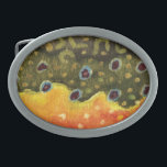 Hebilla Ovalada Pesca de trucha<br><div class="desc">Los hermosos colores y el patrón de la piel de una trucha brook, salvelinus fontinalis fontinalis. Para cualquier pescador o ictiólogo familiarizado con este magnífico pez salvaje, no hay necesidad de una forma para identificarlo. Este arte de trucha es de una pintura acuarela original de Doug Shultz (Mr Trout Whiskers). Excelente...</div>
