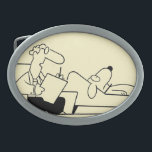 Hebilla Ovalada Terapia del perro<br><div class="desc">Artista: Randy Glasbergen el | cuando ella para el rasguñar de sus oídos,  de que no significa que ella ha parado el lowing de usted.  Apenas significa que su mano está cansada.</div>