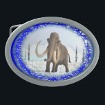 Hebilla Ovalada Wooly Mammoth<br><div class="desc">Mamut Wooly en un típico entorno de tundra de la era del hielo. Los mamut Wooly no eran notablemente más grandes que los elefantes africanos de hoy. Los toros de mamut completamente cultivados alcanzaron una altura de entre 2, 5 y 2, 5 metros, mientras que las variedades enanas alcanzaron entre...</div>