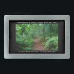 Hebilla Rectangular Aniversario del Parque Nacional Senderos Mt Trail<br><div class="desc">Está viendo la colección Lee Hiller Designs of Home and Office Decor, Apparel, Gifts and Collectibles. Los diseños incluyen la fotografía Lee Hiller y la colección de arte digital de medios mixtos. Puedes ver su fotografía de la naturaleza en http://HikeOurPlanet.com/ y seguir su blog de senderismo dentro del Parque Nacional...</div>