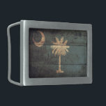 Hebilla Rectangular Bandera de Carolina del Sur de Madera Vieja;<br><div class="desc">Bandera de Carolina del Sur; Caroliniano del Sur</div>